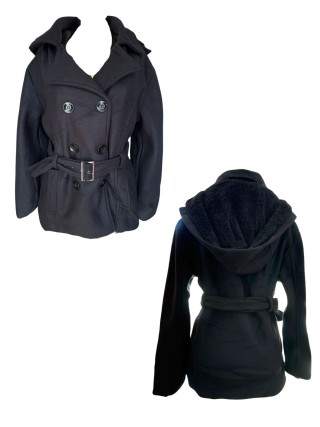 ABRIGO ABORREGADO GALIT DOS BOTONES NEGRO (XL)